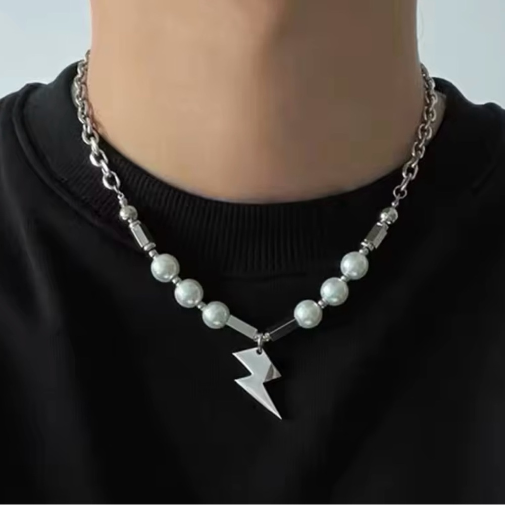 Hip hop Pearl Lightning necklace for Man
